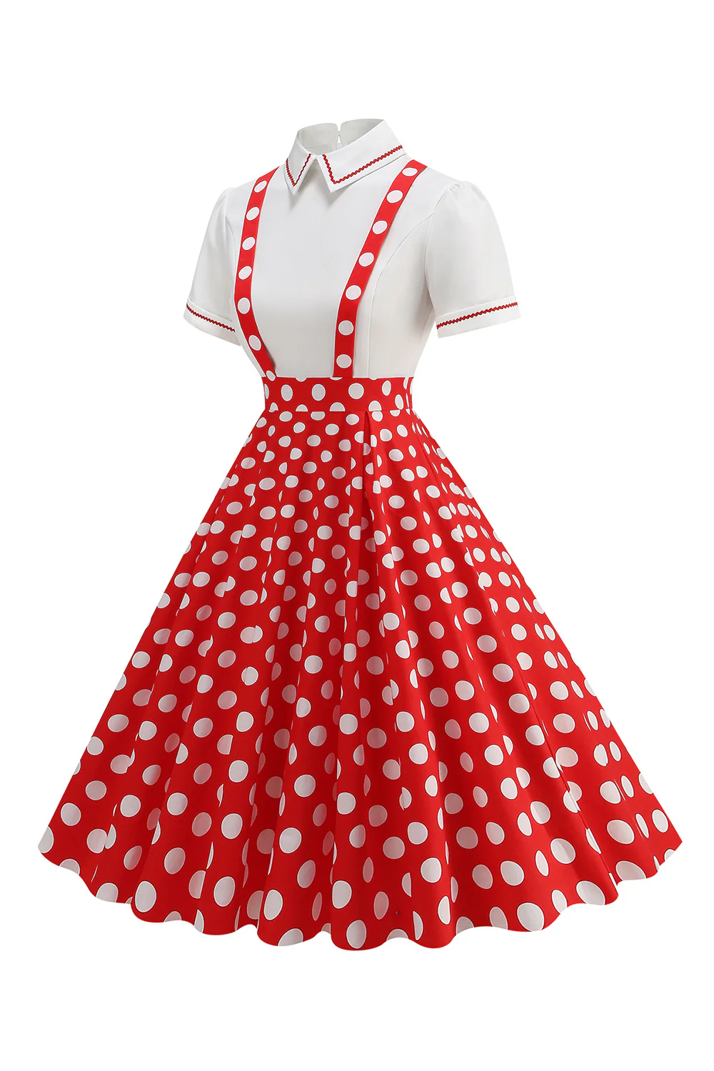 Niebieski Peter Pan Kołnierzyk W Kropki Ramiączka Kombinezon Vintage Sukienka - Image 12