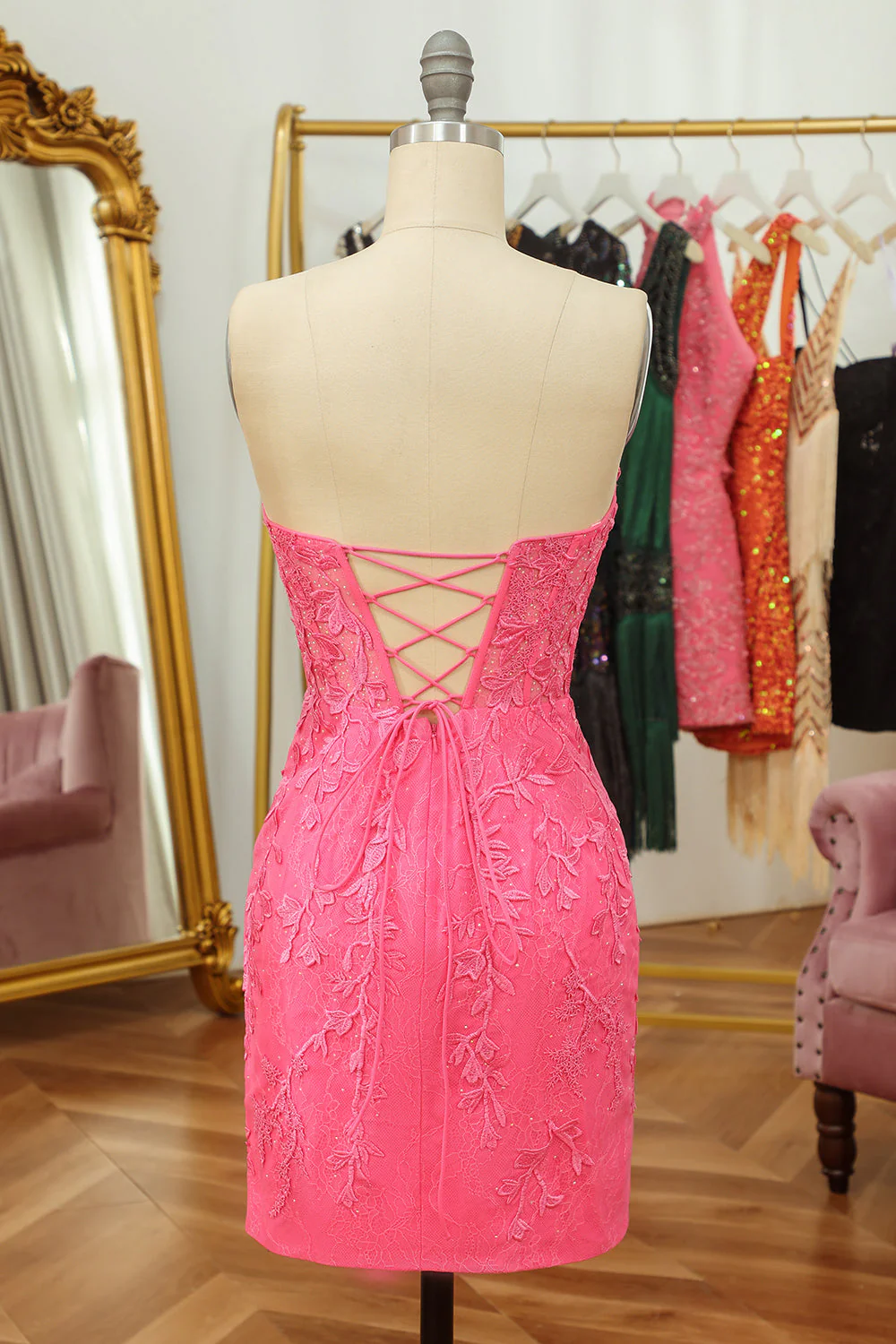 Obcisła sukienka Sweetheart Purple Short Homecoming Dress z aplikacjami - Image 10
