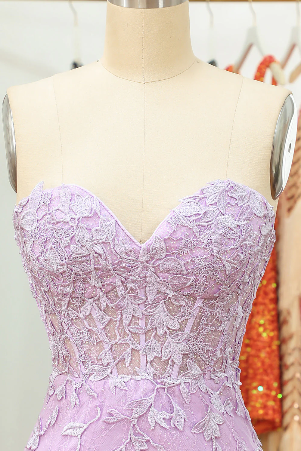 Obcisła sukienka Sweetheart Purple Short Homecoming Dress z aplikacjami - Image 4