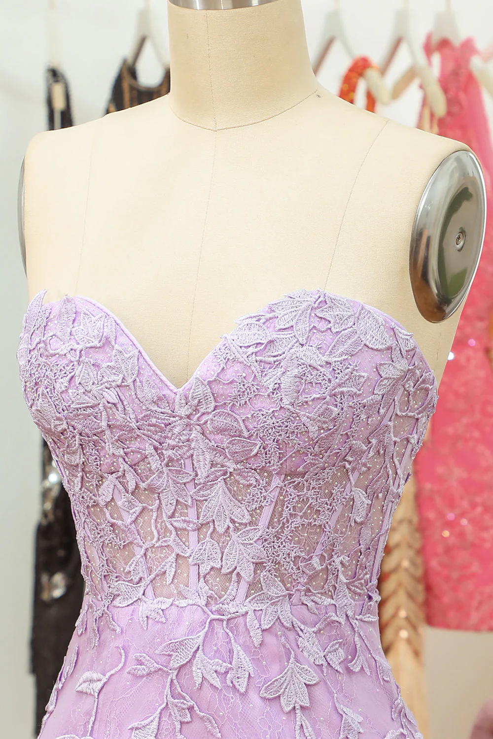 Obcisła sukienka Sweetheart Purple Short Homecoming Dress z aplikacjami - Image 5