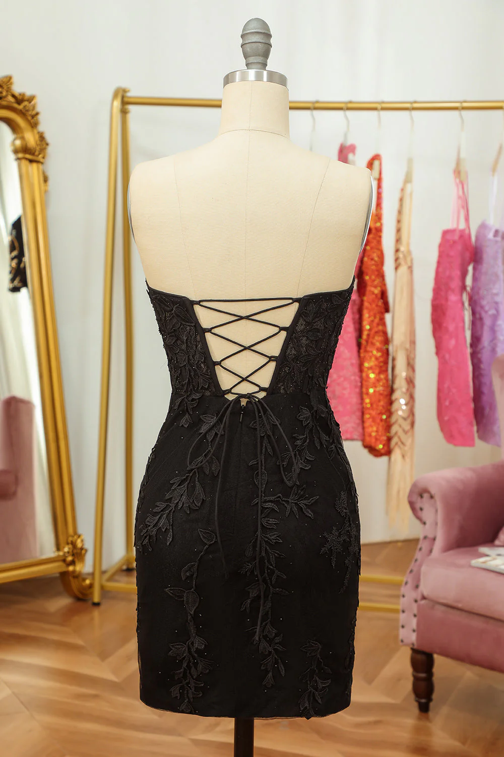Obcisła sukienka Sweetheart Purple Short Homecoming Dress z aplikacjami - Image 8