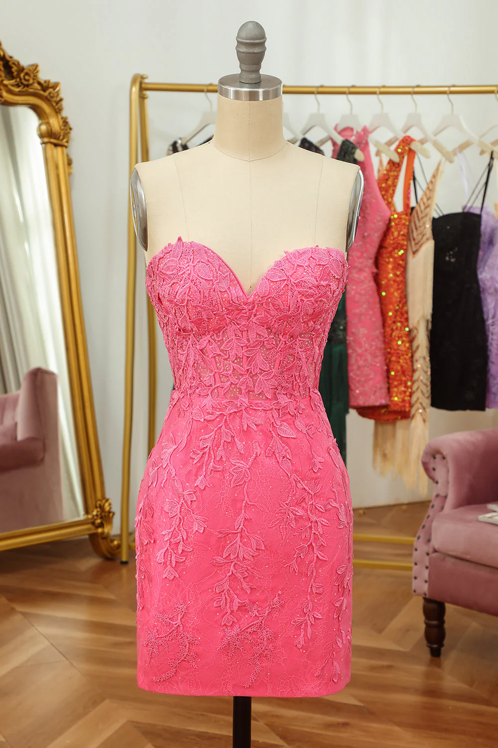 Obcisła sukienka Sweetheart Purple Short Homecoming Dress z aplikacjami - Image 9