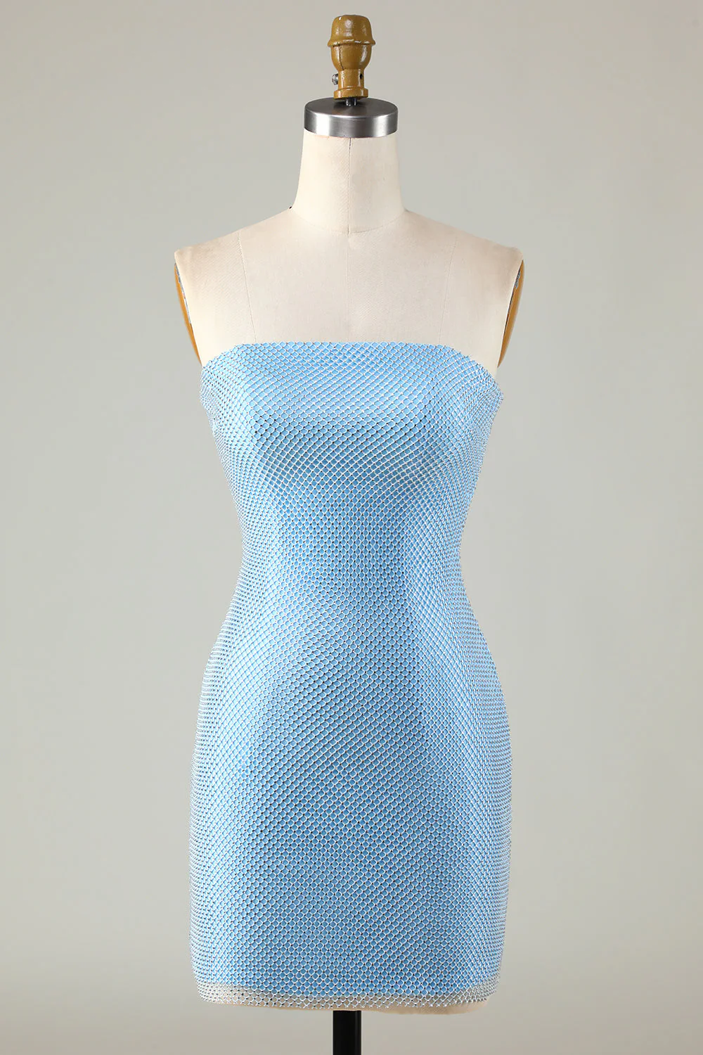 Odpinane rękawy Blue Tight Homecoming Dress z piórami - Image 3