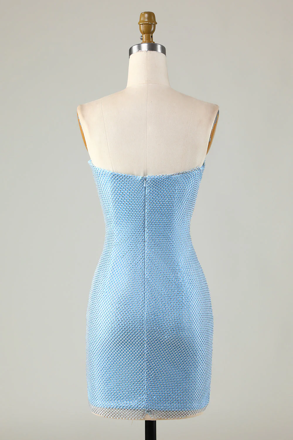 Odpinane rękawy Blue Tight Homecoming Dress z piórami - Image 4