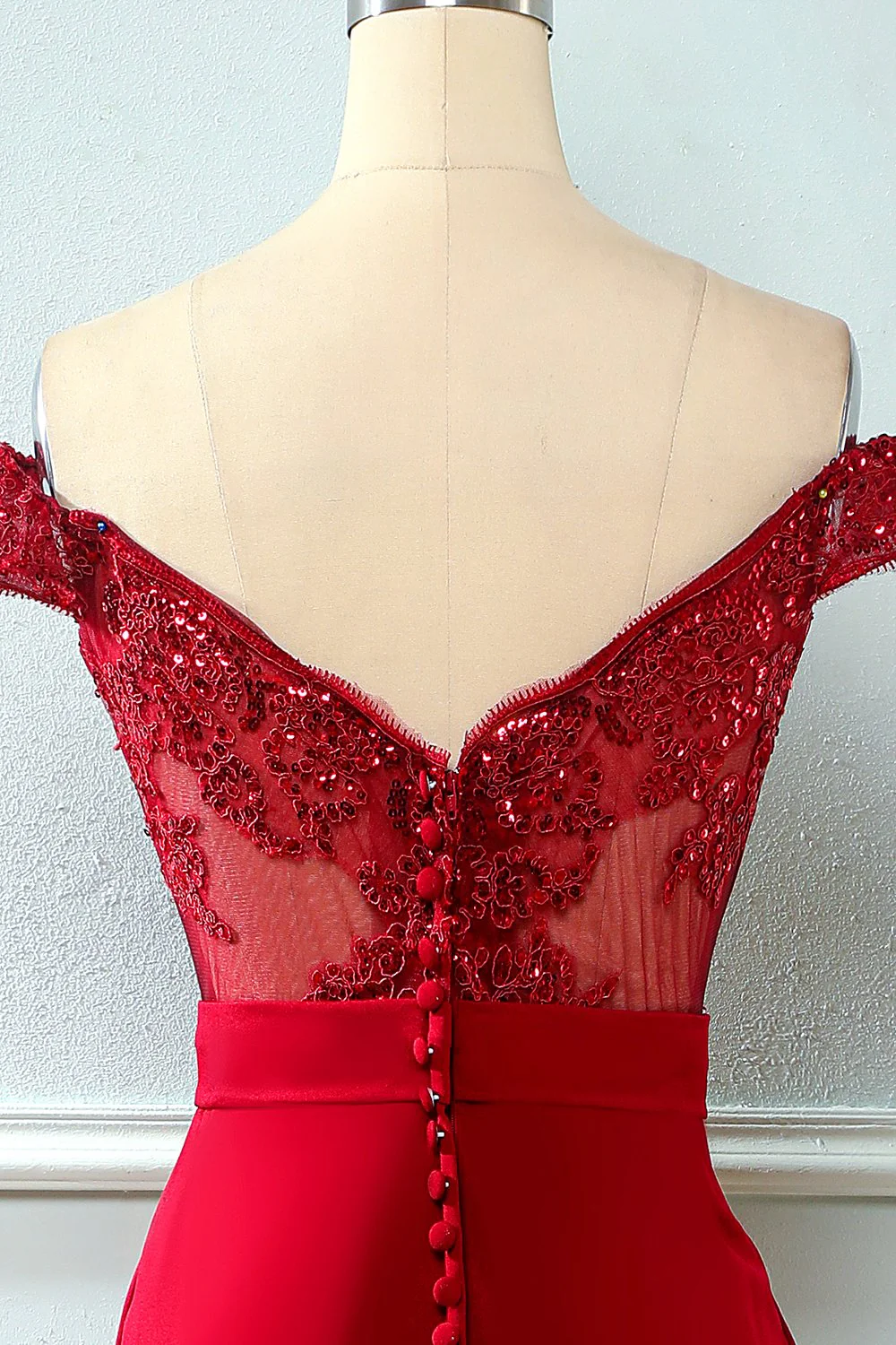 Off Ramię Cekiny Syrenka Prom Dress - Image 4