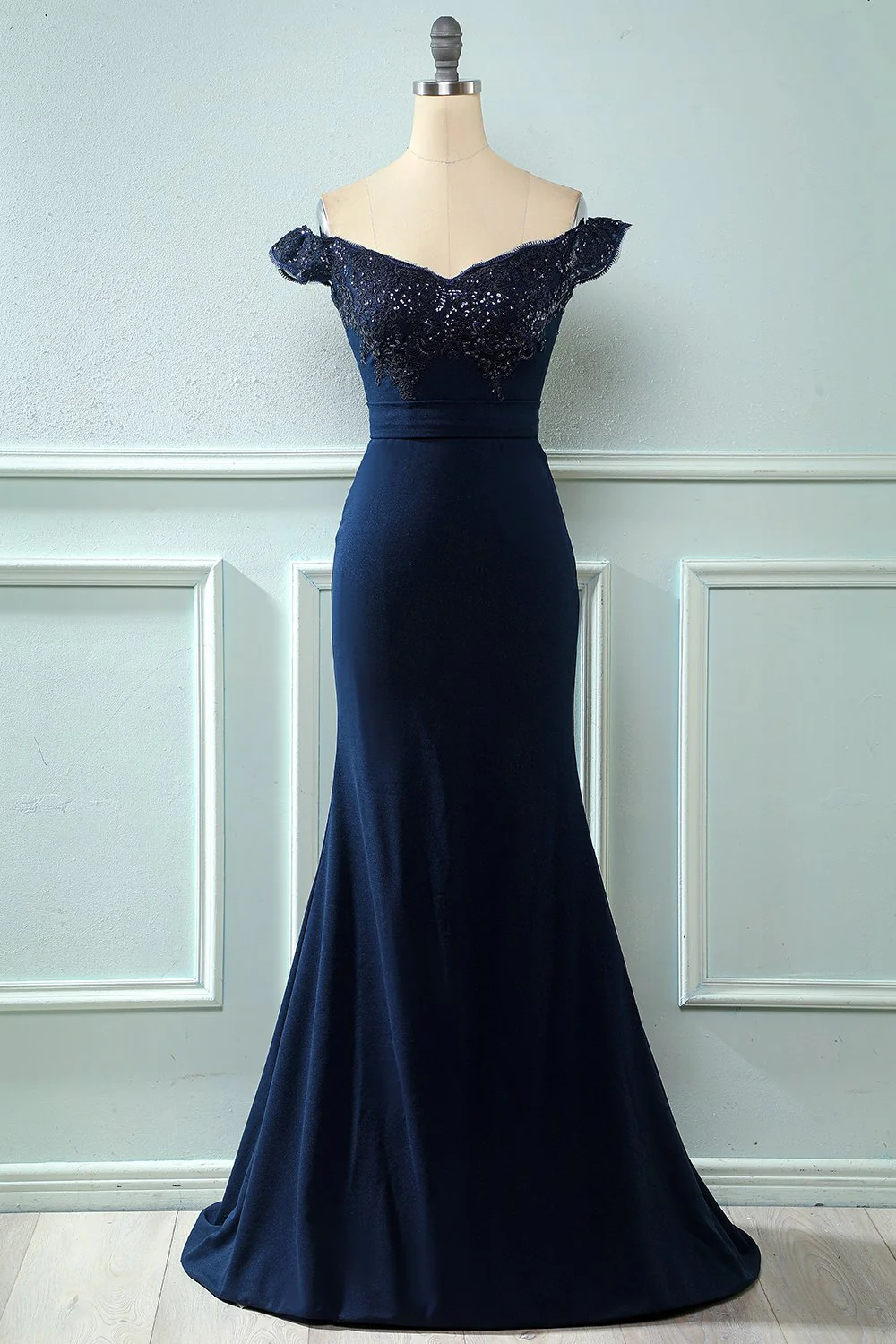 Off Ramię Cekiny Syrenka Prom Dress - Image 5