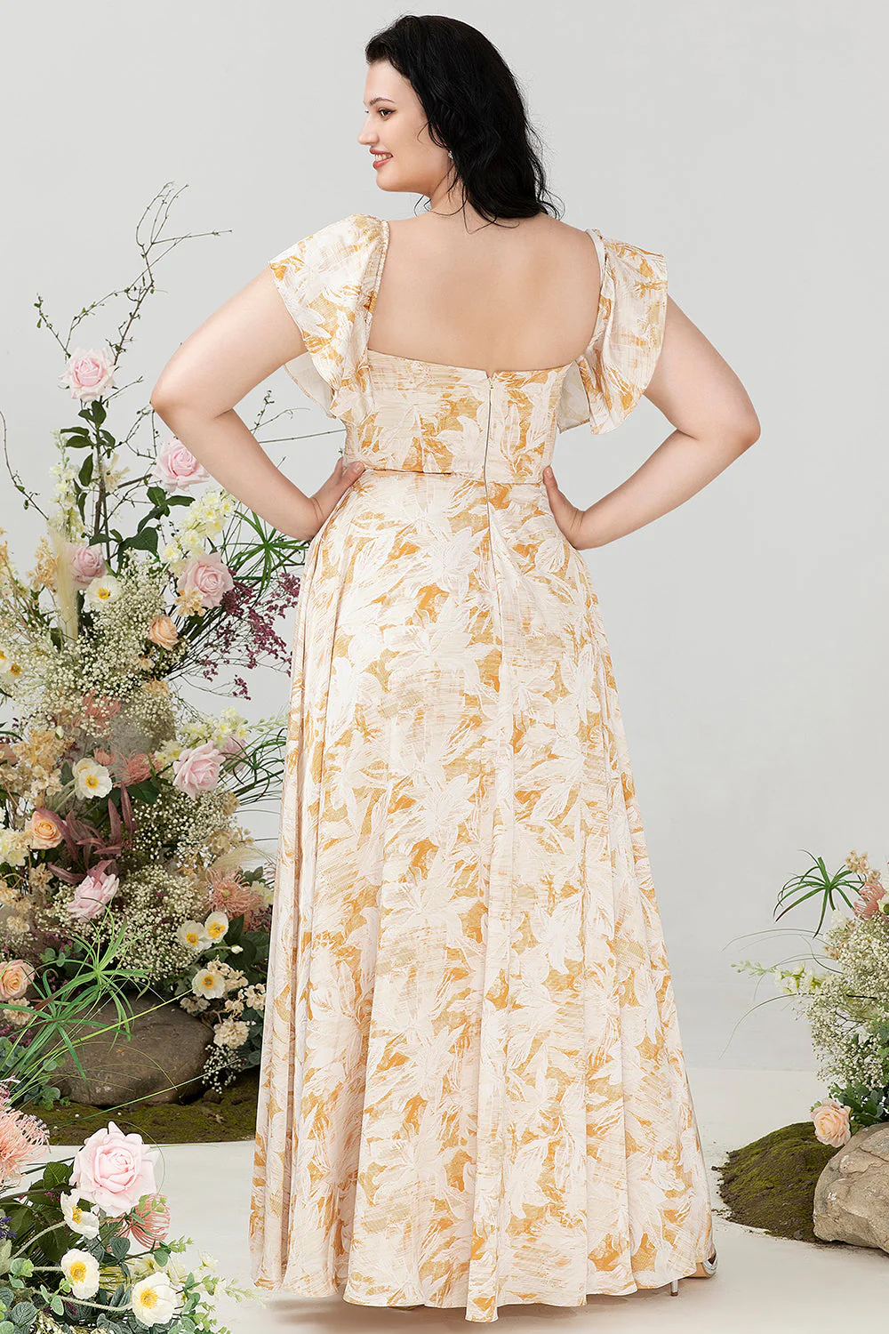 Off the Shoulder Plus size Sukienka dla druhen z rozcięciem - Image 7