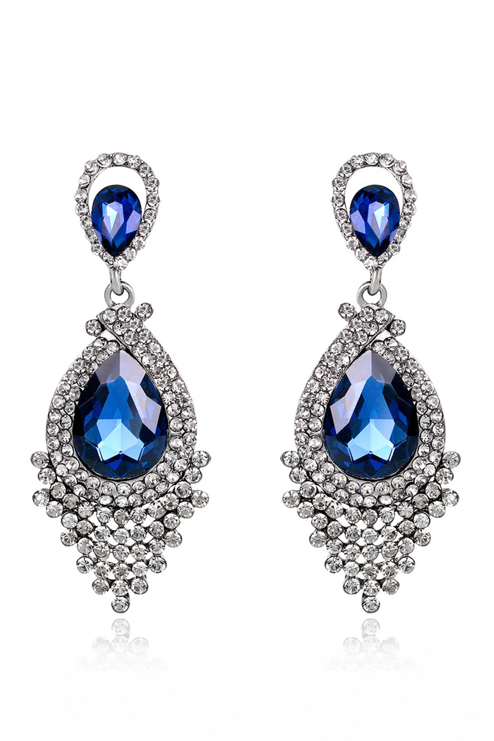 Panna Młoda Alloy Rhinestone Kolczyki w kształcie łzy szampana (1para) - Image 4