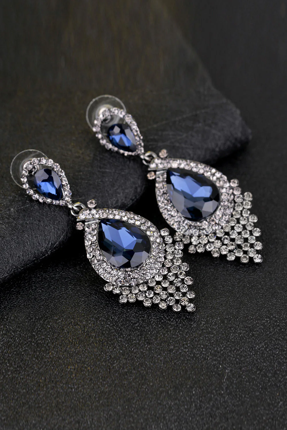 Panna Młoda Alloy Rhinestone Kolczyki w kształcie łzy szampana (1para) - Image 5