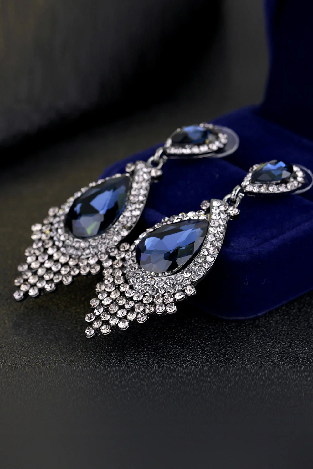 Panna Młoda Alloy Rhinestone Kolczyki w kształcie łzy szampana (1para) - Image 6