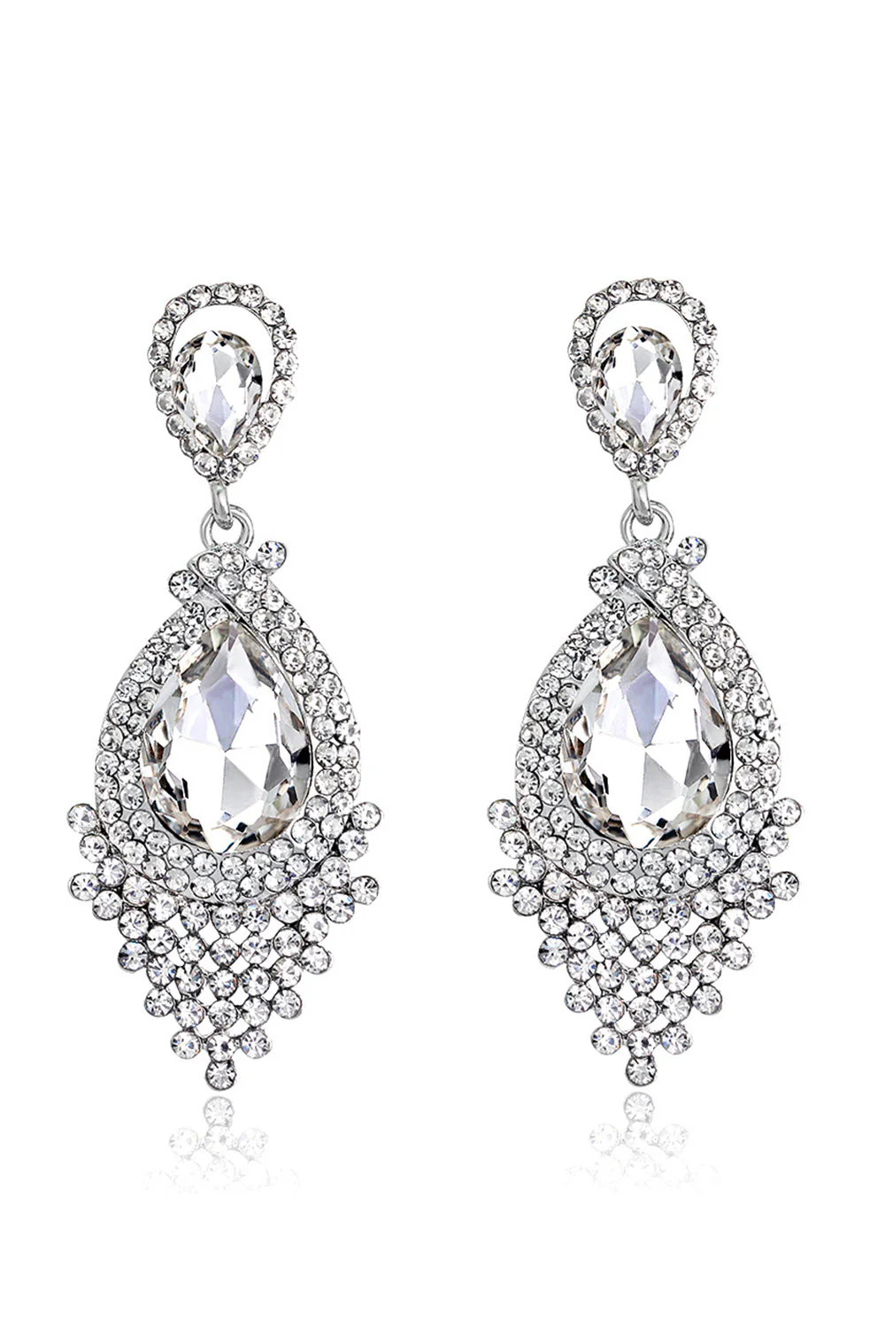 Panna Młoda Alloy Rhinestone Kolczyki w kształcie łzy szampana (1para) - Image 8