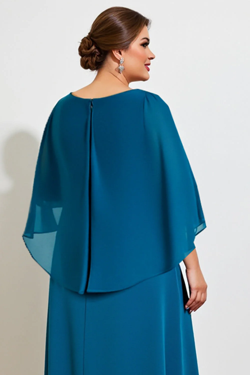 Paw Plus Size Kształcie Litery A Szyfon Długa Sukienki Na Wesele Dla Mamy z Koronki - Image 5