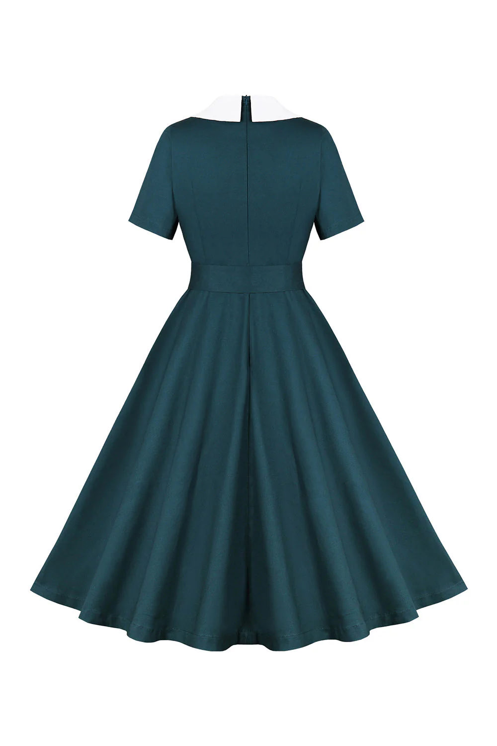 Peacock Blue A Line Swing 1950 Sukienka z paskiem - Image 2