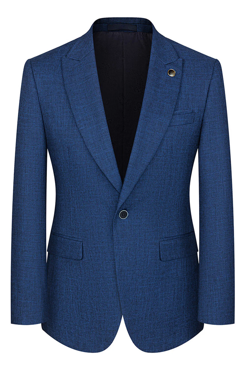 Peacock Blue Peak Lapel One Button 3-częściowe męskie garnitury - Image 2