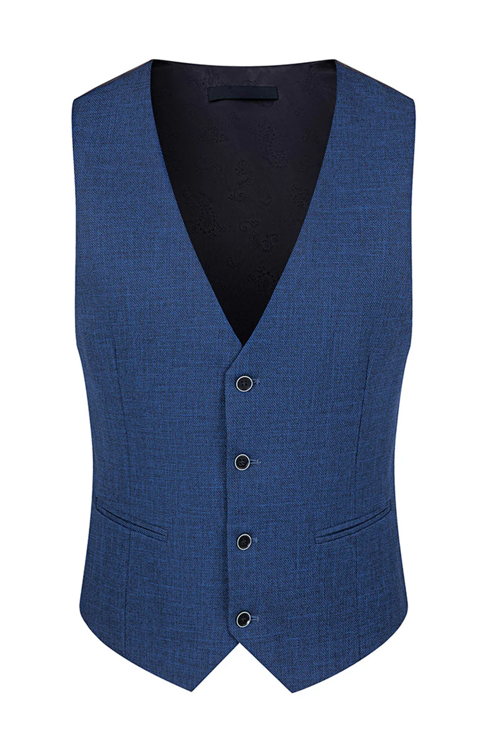 Peacock Blue Peak Lapel One Button 3-częściowe męskie garnitury - Image 4