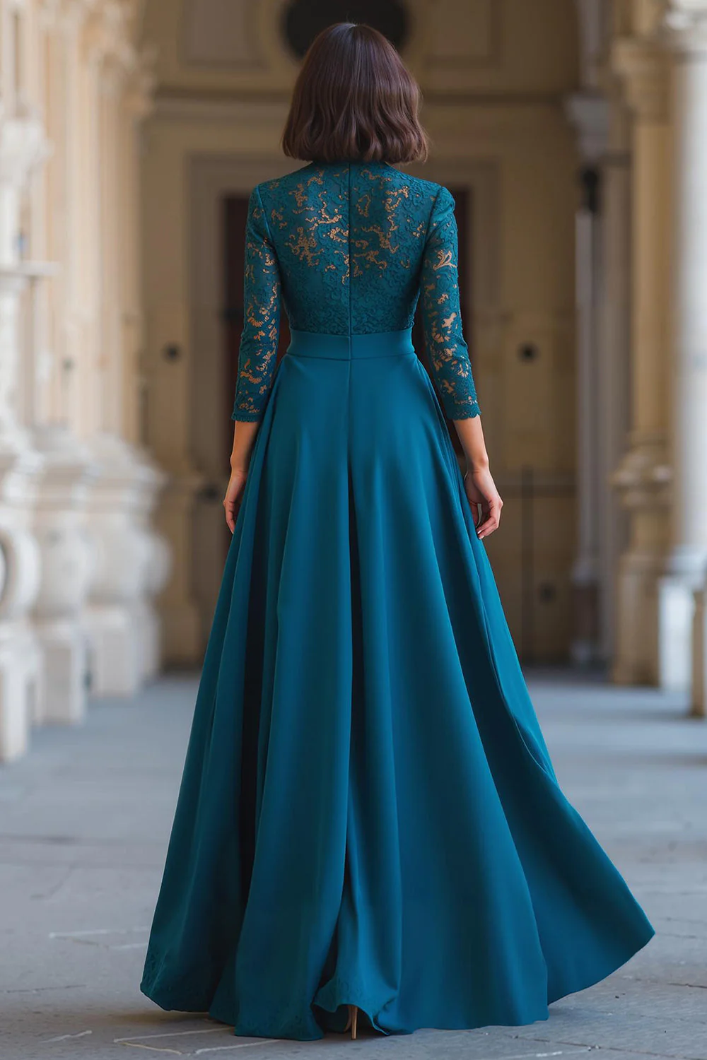 Peacock Niebieski Linia A Linia A Długi Sukienka Dla Matki Panny Młodej - Image 2