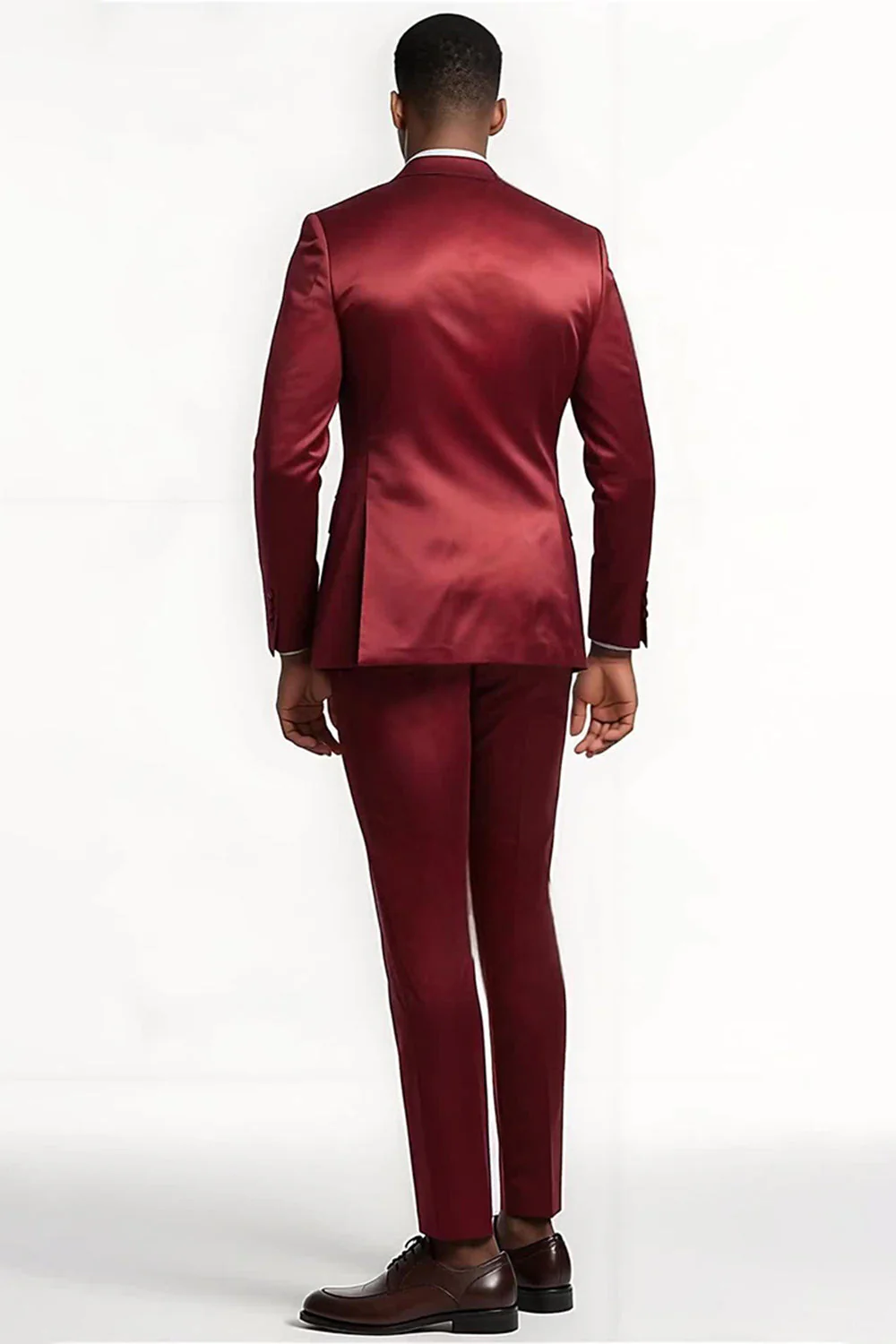 Peak Lapel 2-częściowe bordowe jednorzędowe męskie garnitury na studniówkę - Image 2