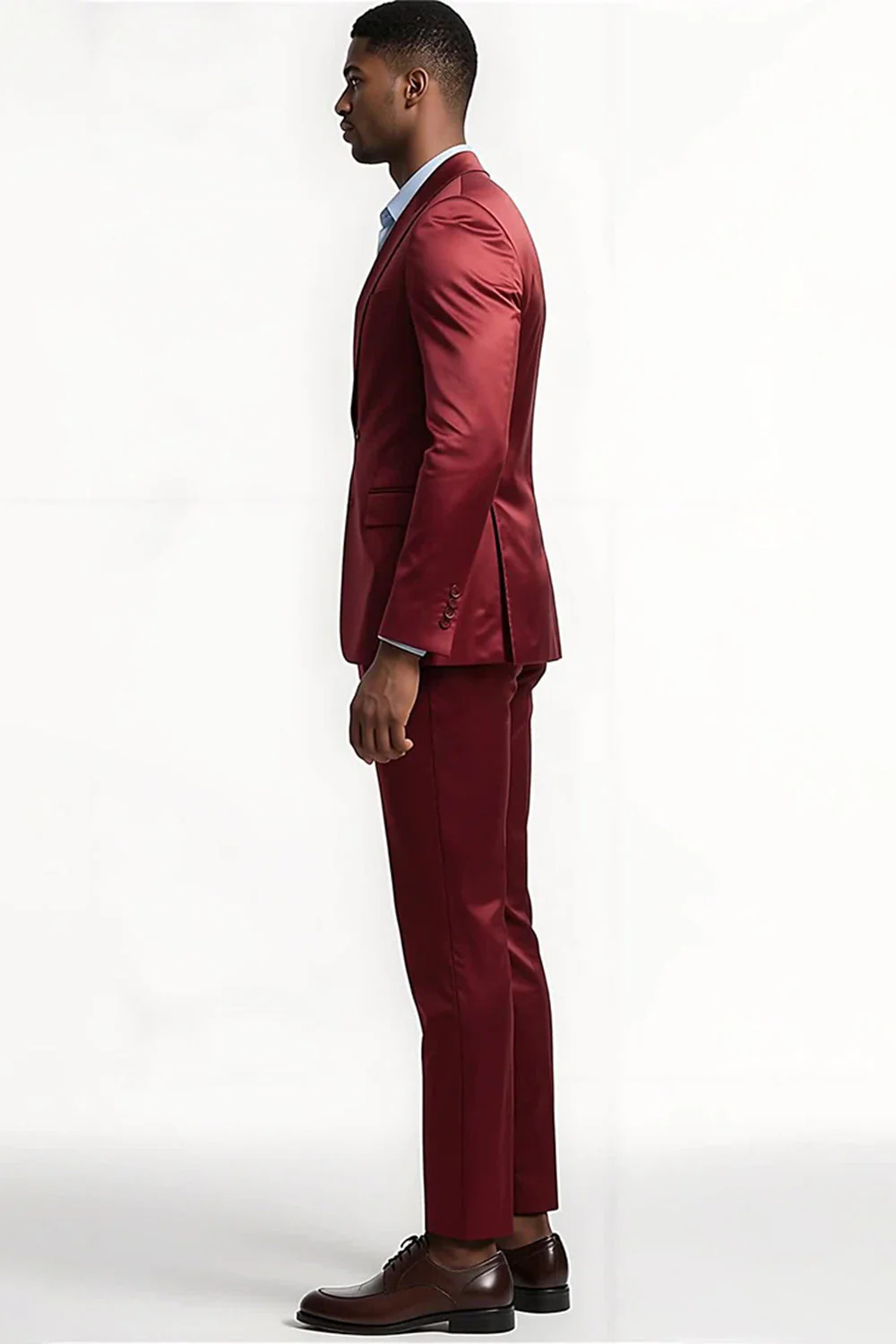 Peak Lapel 2-częściowe bordowe jednorzędowe męskie garnitury na studniówkę - Image 3