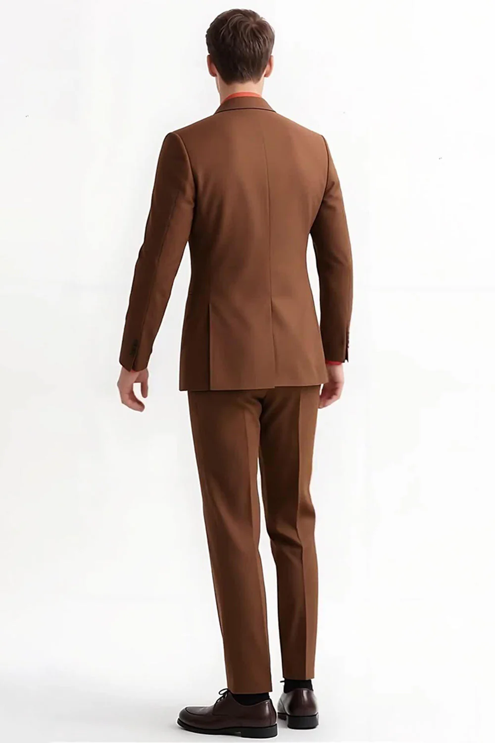 Peak Lapel 2-częściowe jednorzędowe brązowe garnitury męskie slim fit - Image 2