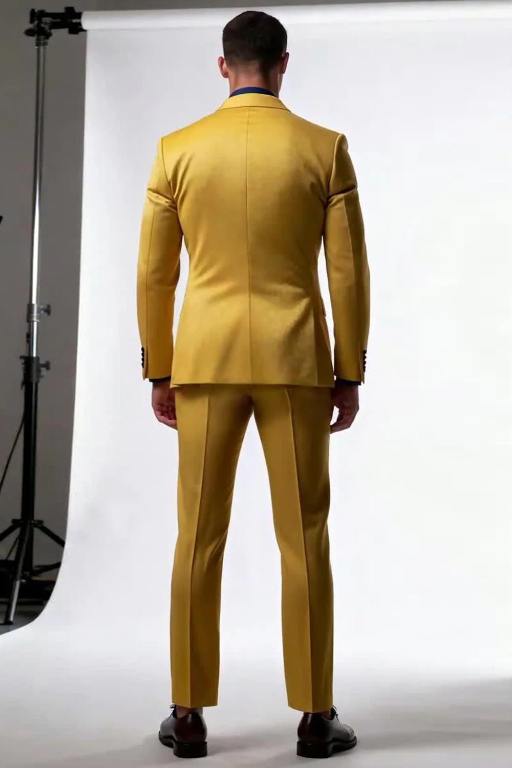 Peak Lapel 2-częściowe jednorzędowe żółte męskie garnitury formalne - Image 2