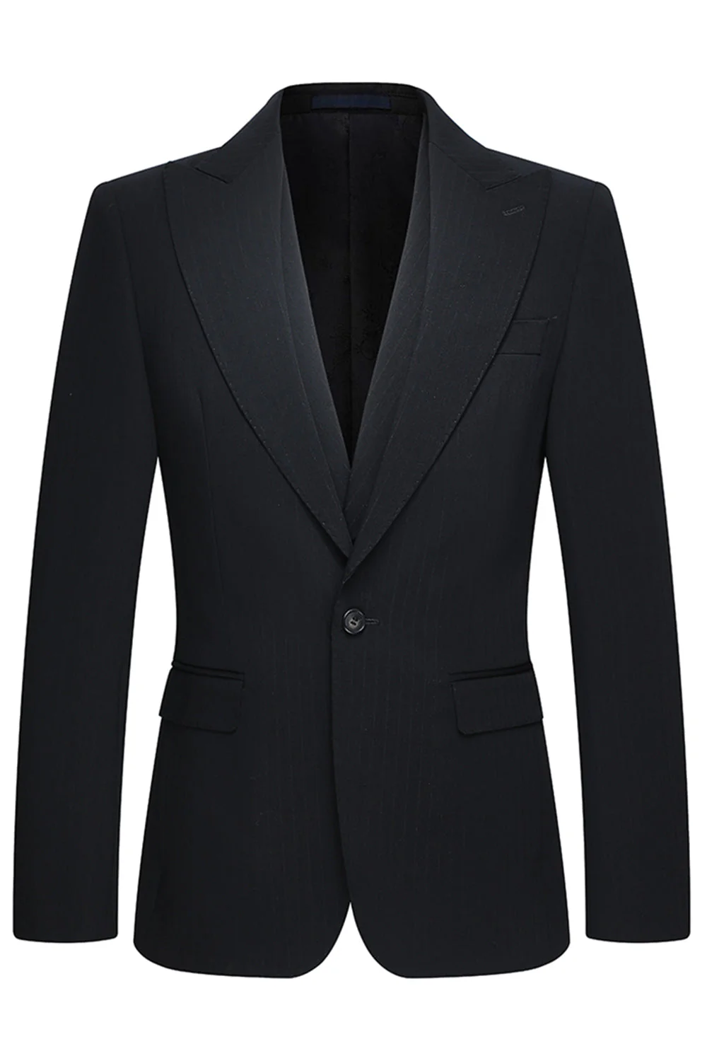 Peak Lapel 3-częściowe jednoguzikowe czarne męskie garnitury ślubne slim fit - Image 2