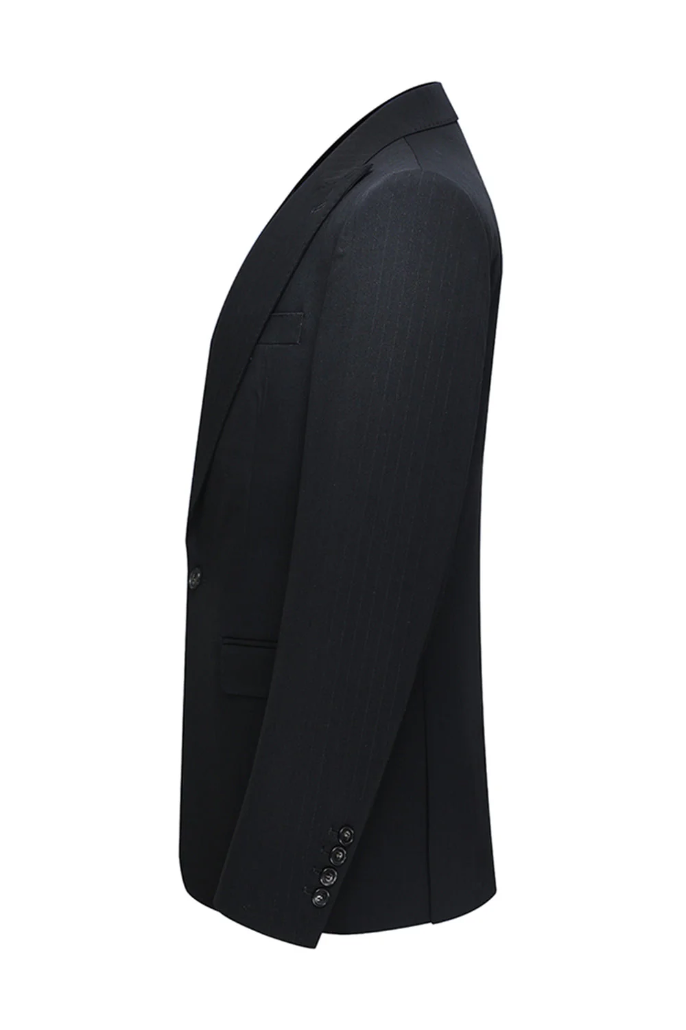Peak Lapel 3-częściowe jednoguzikowe czarne męskie garnitury ślubne slim fit - Image 6