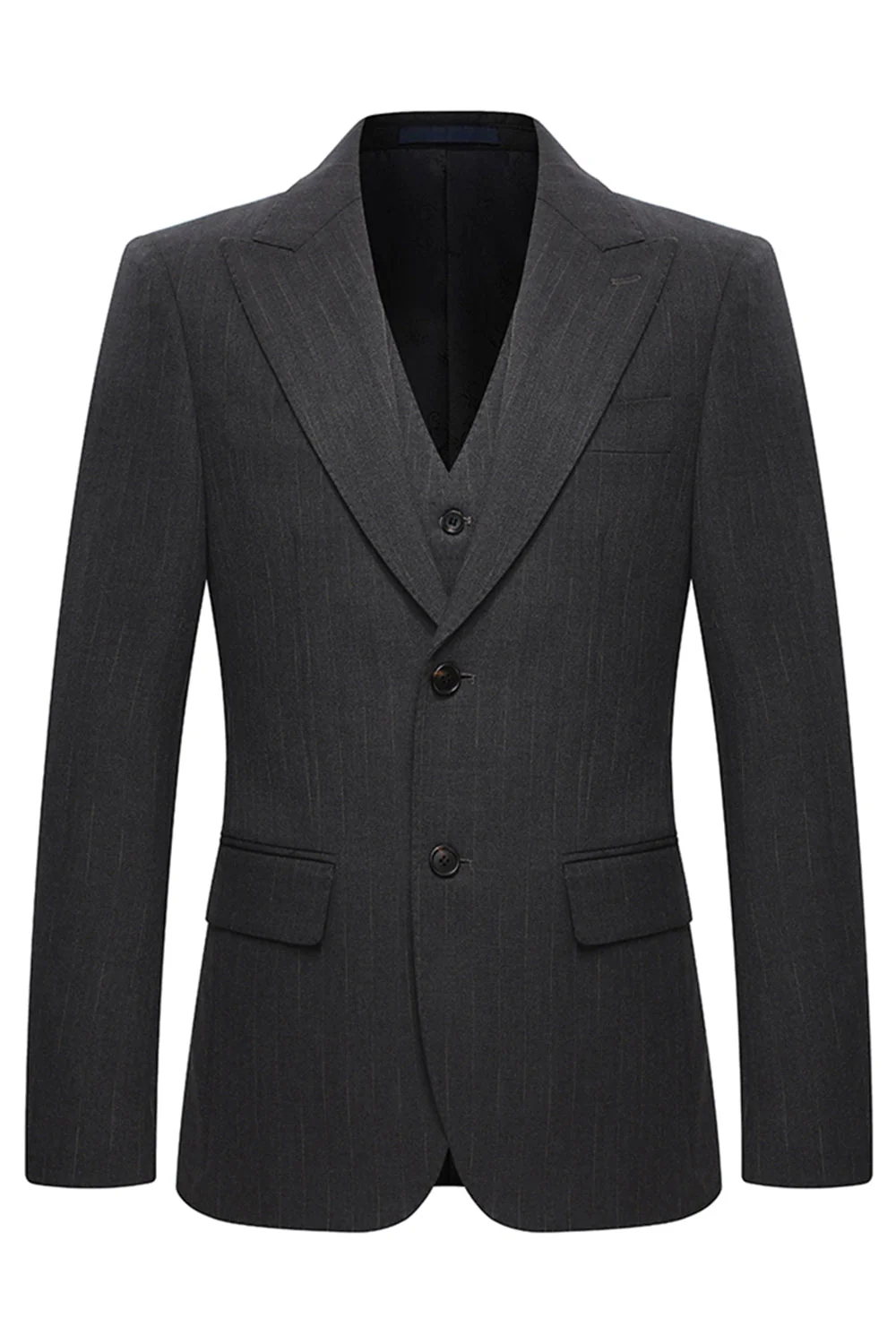 Peak Lapel 3-częściowe jednorzędowe kawowe garnitury męskie - Image 2