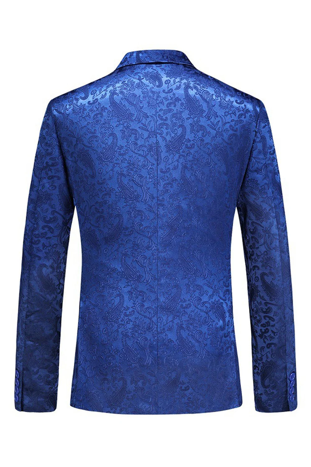 Peak Lapel Żakard 2-częściowy niebieski dwurzędowy garnitur męski - Image 2