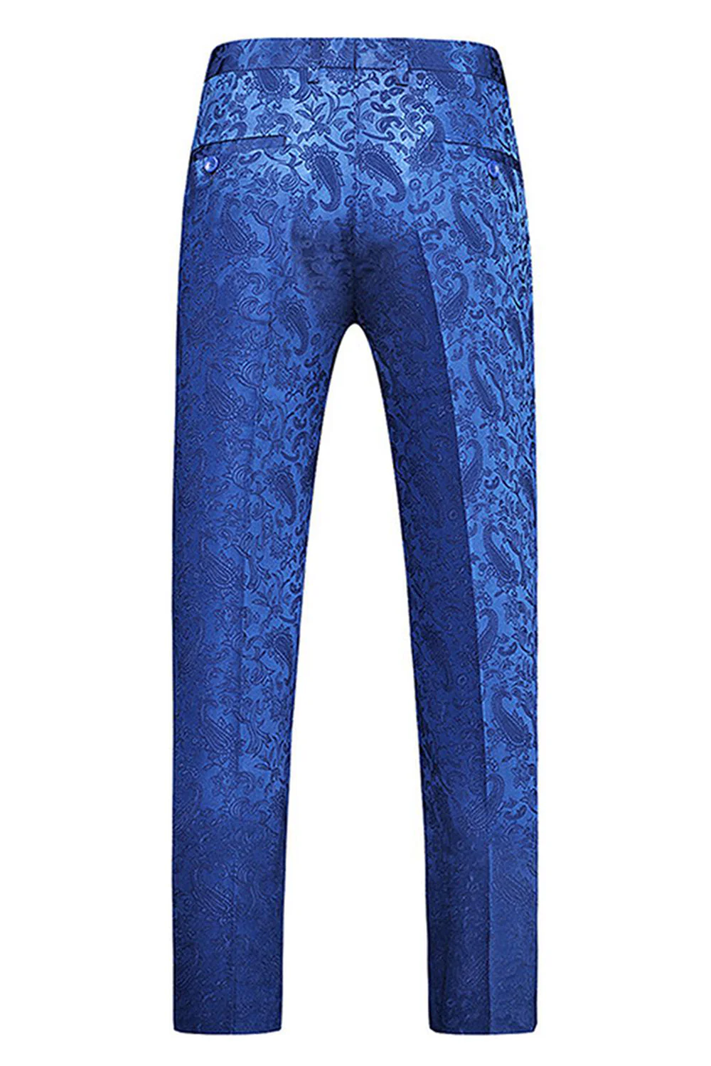 Peak Lapel Żakard 2-częściowy niebieski dwurzędowy garnitur męski - Image 4