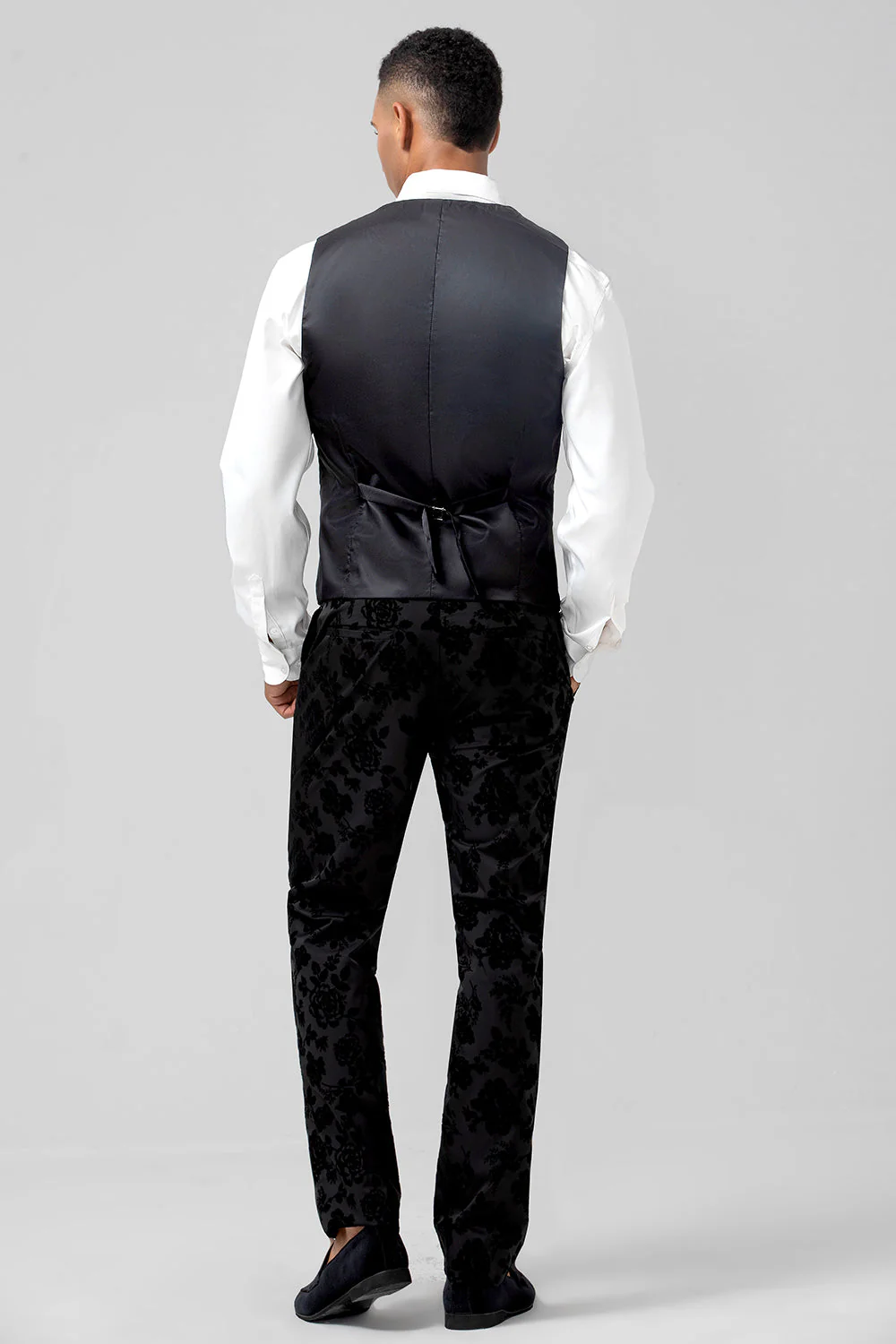 Peak Lapel żakard 3-częściowe męskie garnitury balowe z jednym guzikiem - Image 5