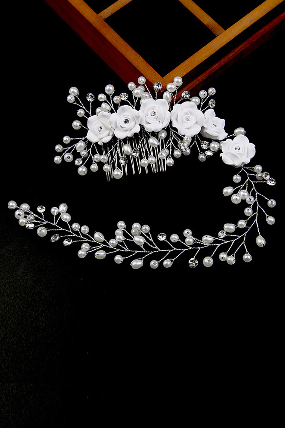 Pearl Flower Pottery Kwiat Har Grzebień Opaska do włosówręcznie robiona opaska na głowę panny młodej - Image 2
