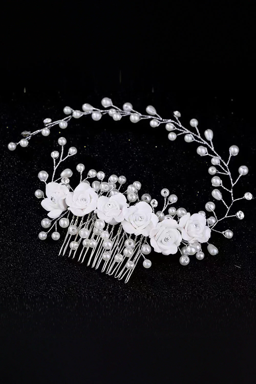 Pearl Flower Pottery Kwiat Har Grzebień Opaska do włosówręcznie robiona opaska na głowę panny młodej - Image 3