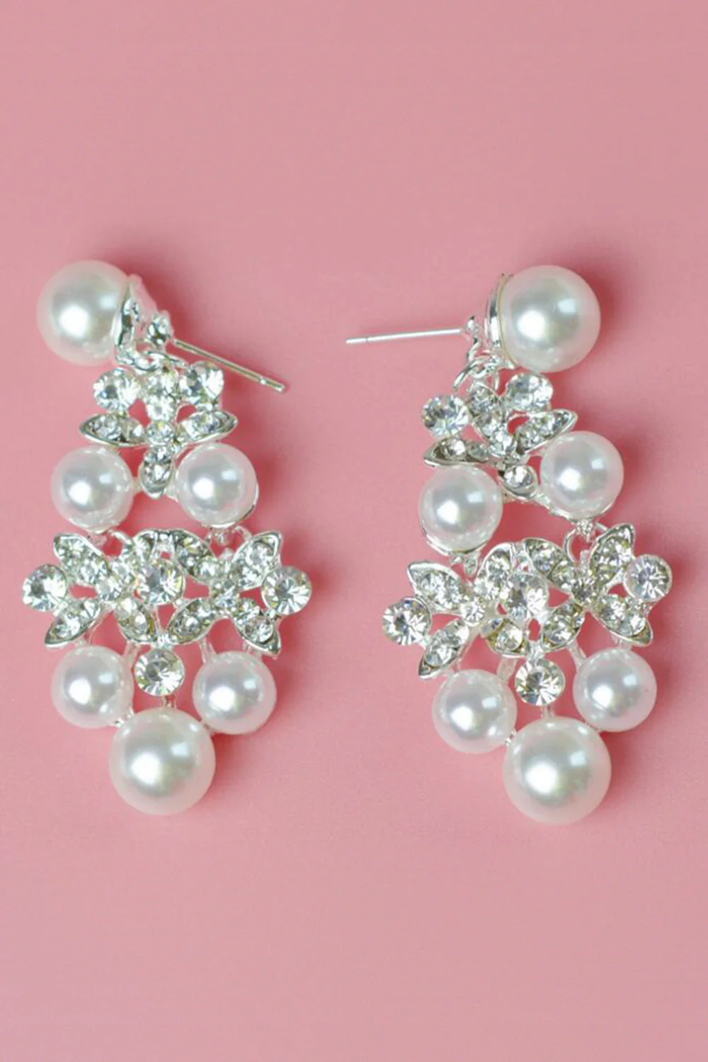 Perła Rhinestone Wisiorek Naszyjnik Kolczyki Tiara Zestaw biżuterii - Image 2