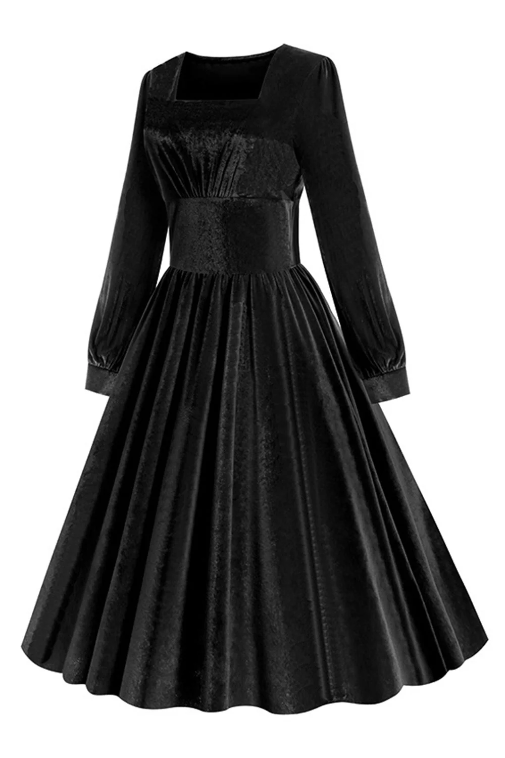 Plisowana Sukienka Z Długimi Rękawami W Stylu Vintage Z Lat 1950. - Image 3