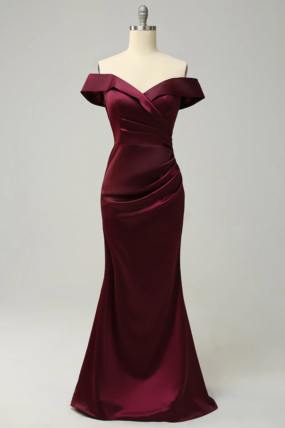 Plus Size Burgundia Sukienki Na Wesele z Odkrytymi Ramionami - Image 4