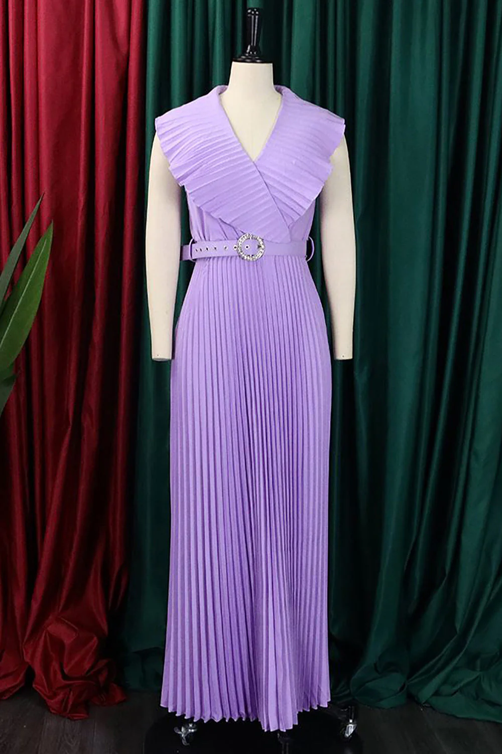 Plus Size Fioletowa Sukienki Na Wesele Z Falbanami - Image 3