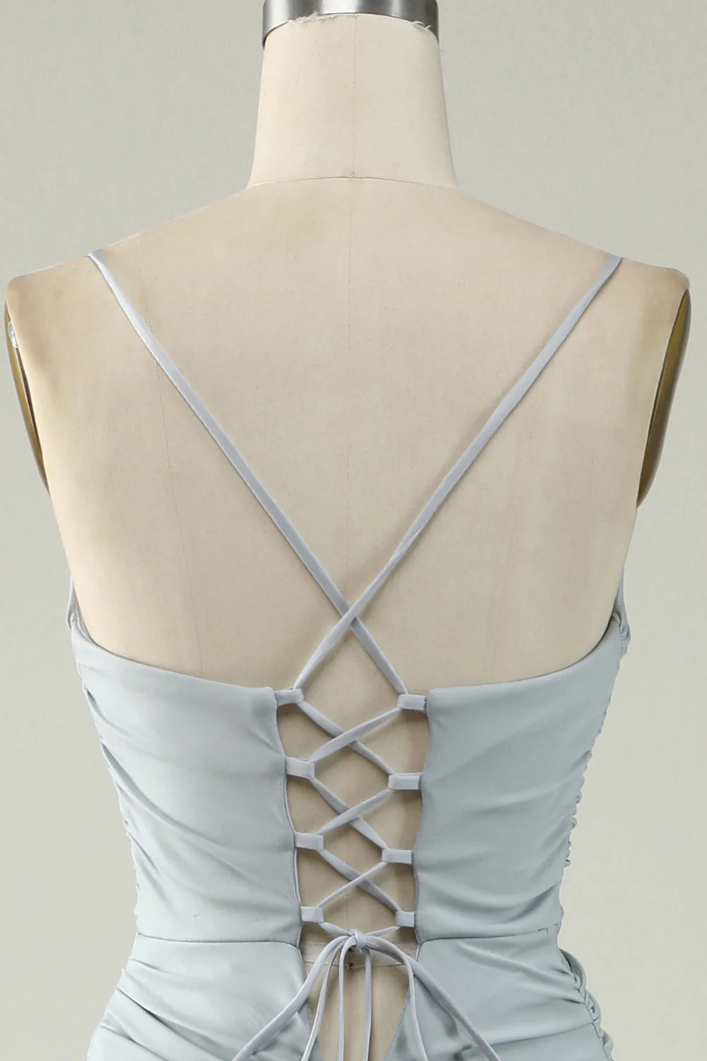 Plus Size Szara Syrena Sukienki Wieczorowe Z Rozcięciem - Image 3