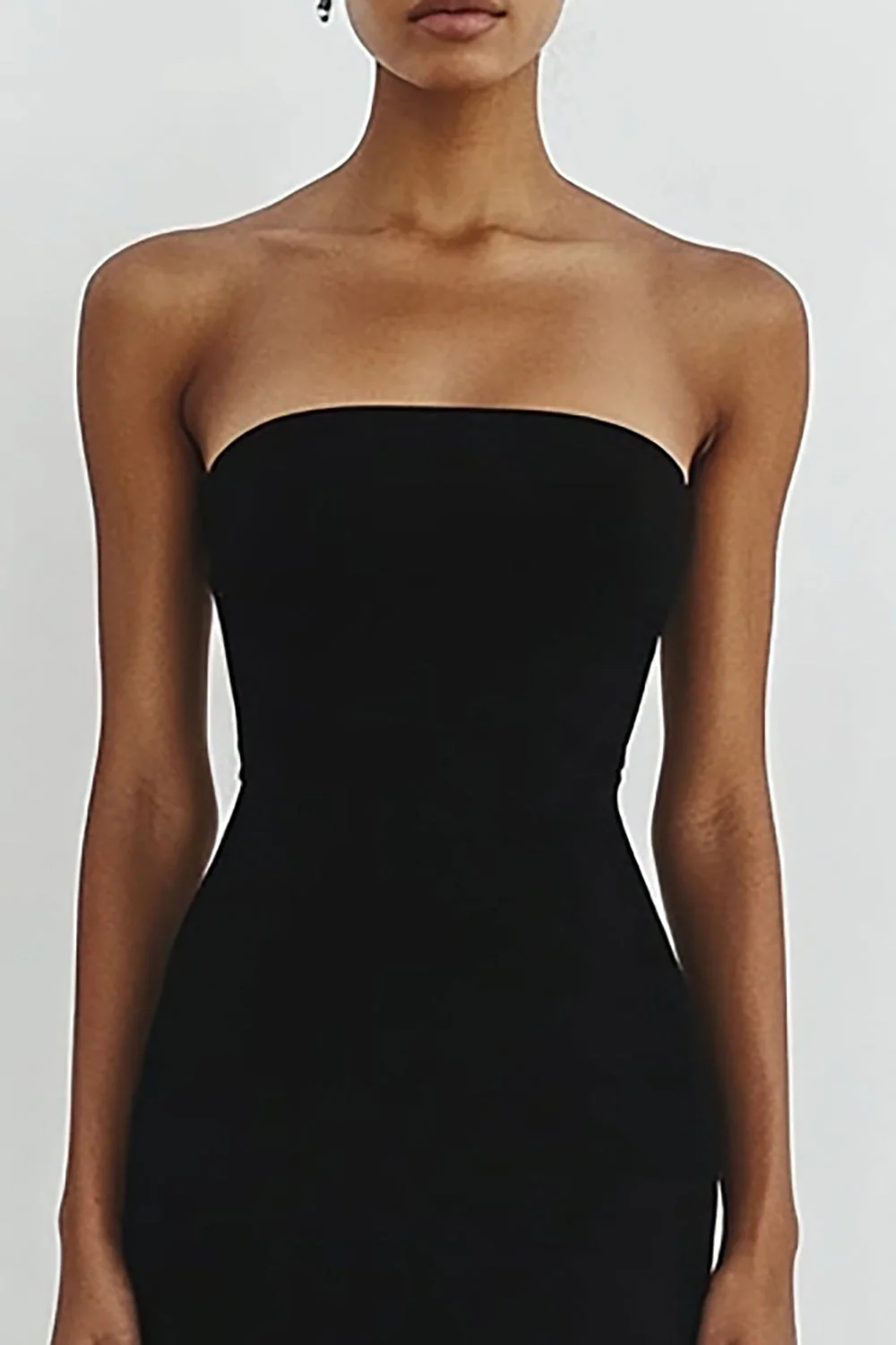 Prosta Bodycon Mała Sukienka Bez Ramiączek - Image 2