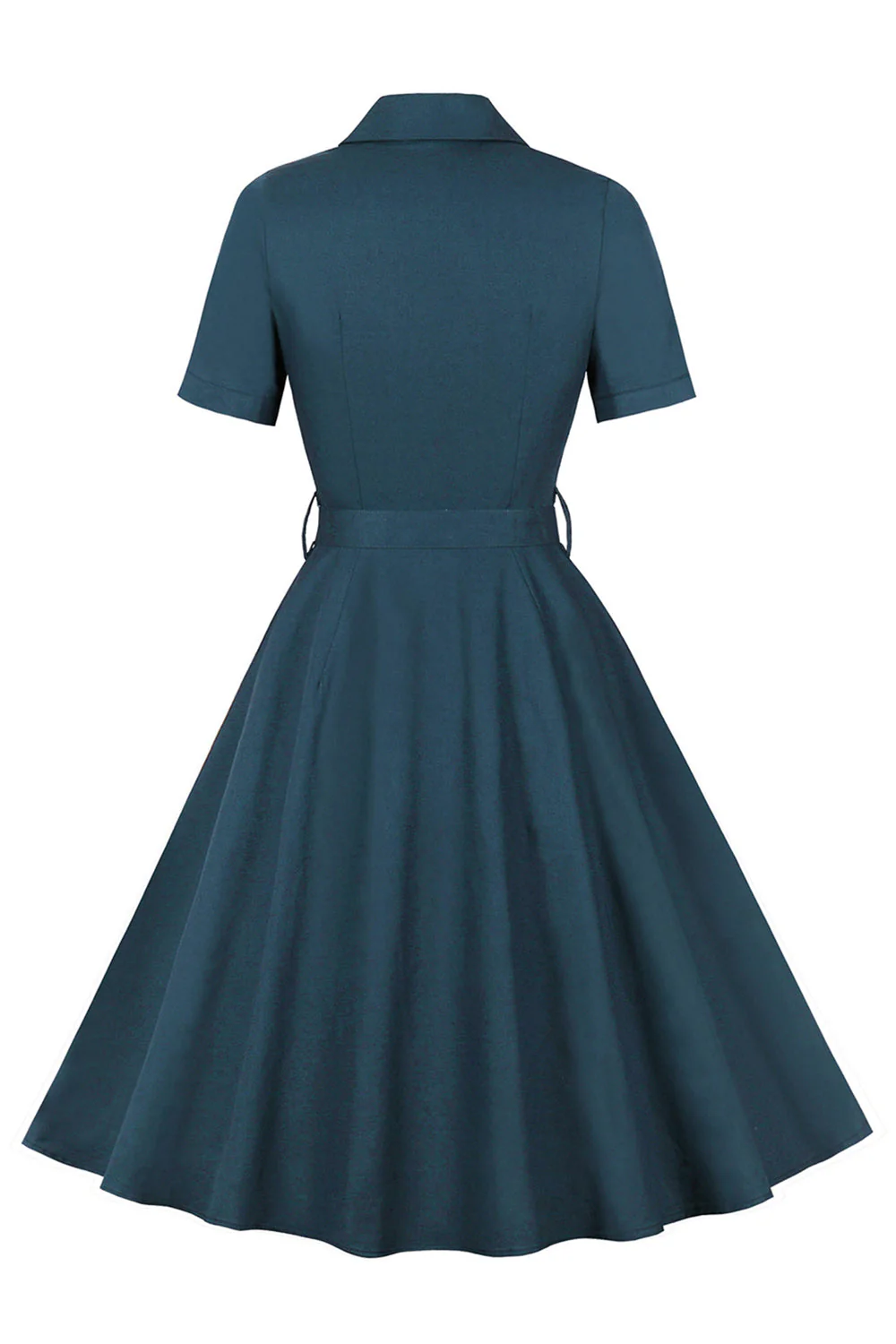 Prosta bordowa sukienka z klapami w stylu vintage z lat 1950. - Image 11