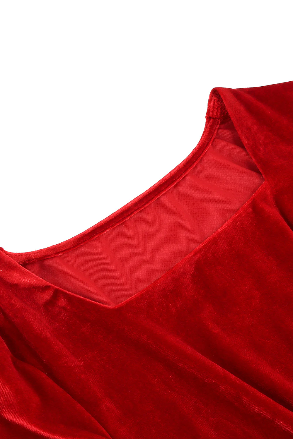 Red Velvet Midi A-line Vintage Sukienka - Image 5