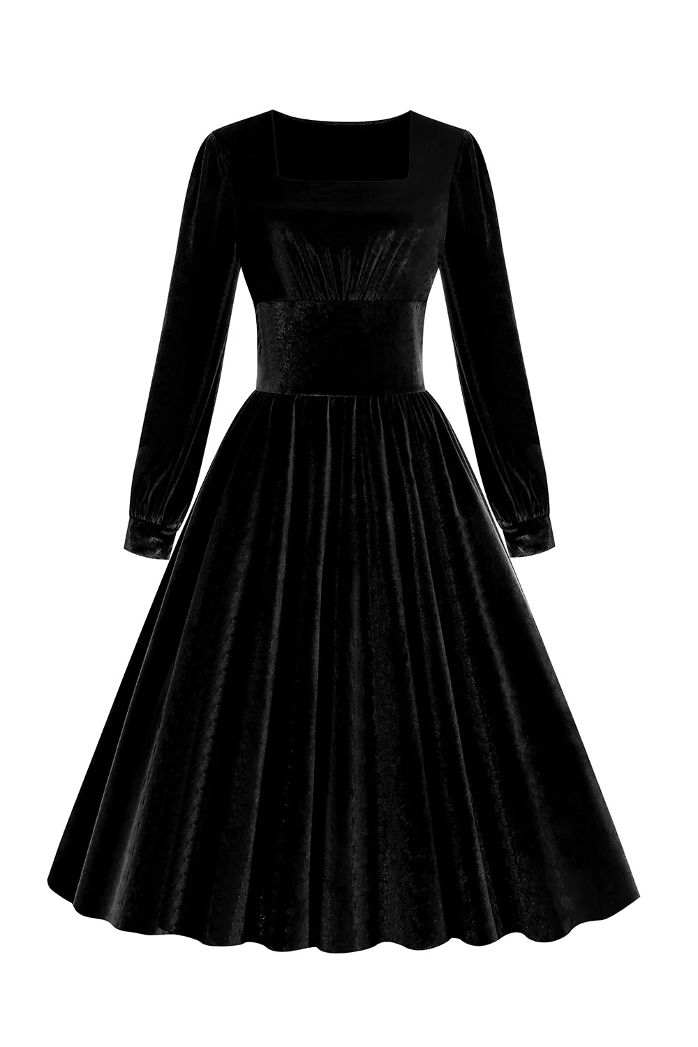 Red Velvet Midi A-line Vintage Sukienka - Image 8