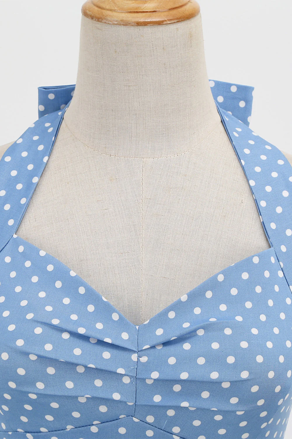 Retro Polka Dots Halter Open Back Sukienka - Image 4