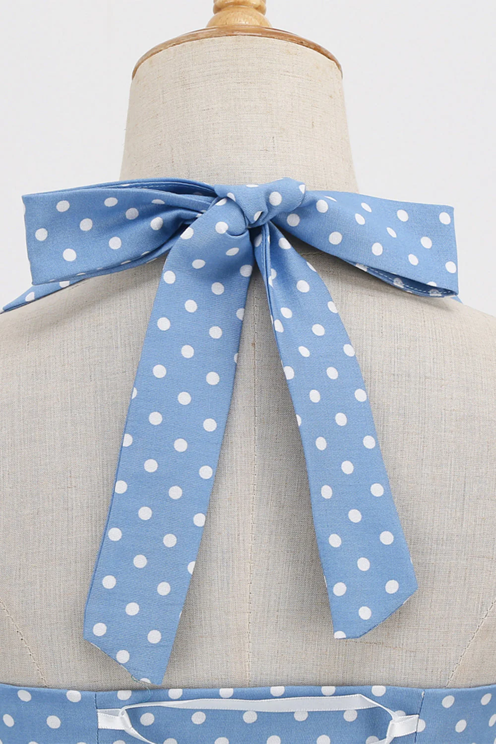 Retro Polka Dots Halter Open Back Sukienka - Image 5