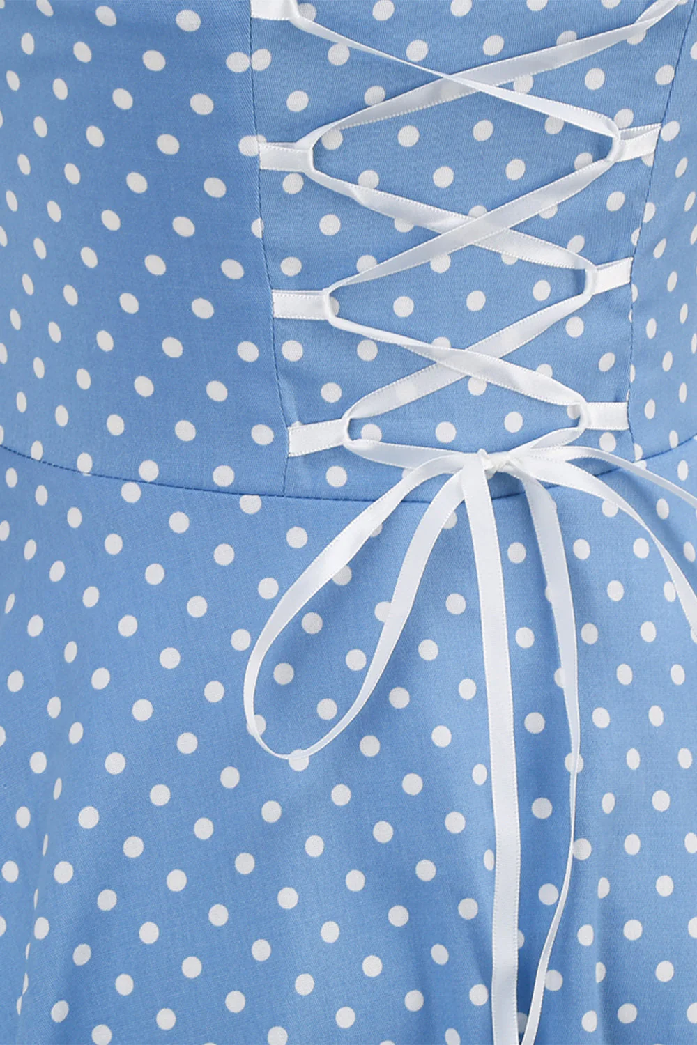 Retro Polka Dots Halter Open Back Sukienka - Image 6
