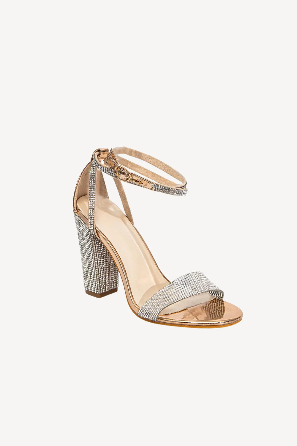 Rhinestone Chunky Heel One Buckle Seksowne sandały na obcasie - Image 4