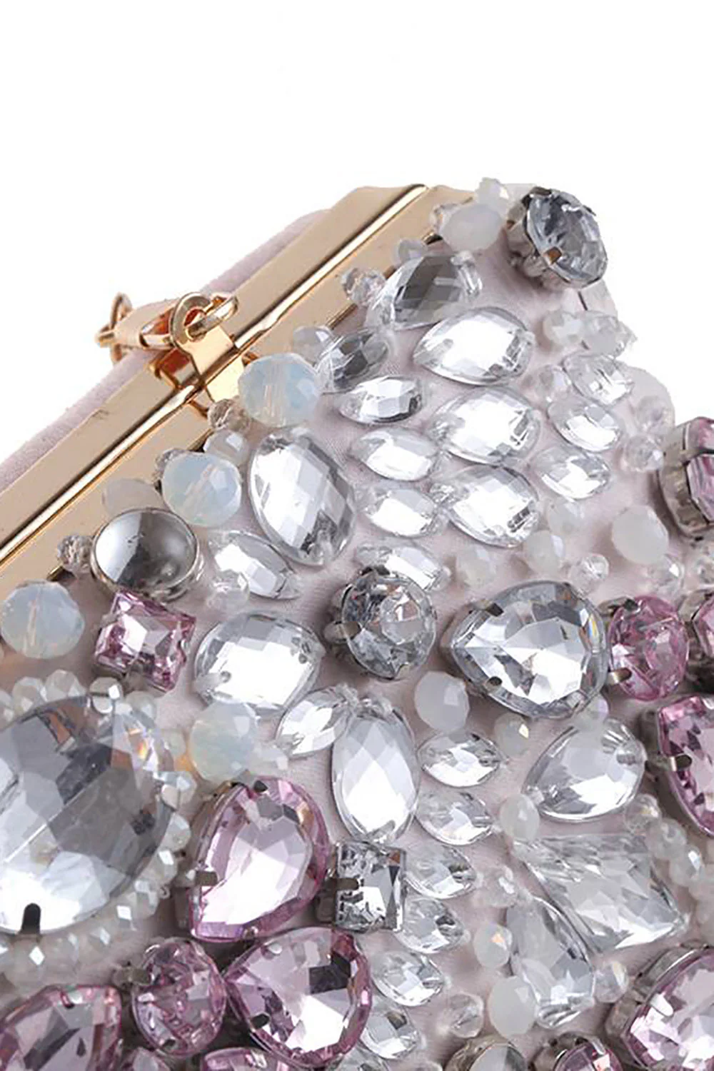 Rhinestone Light Pink Sparkly Evening Clutch Torba - Image 3