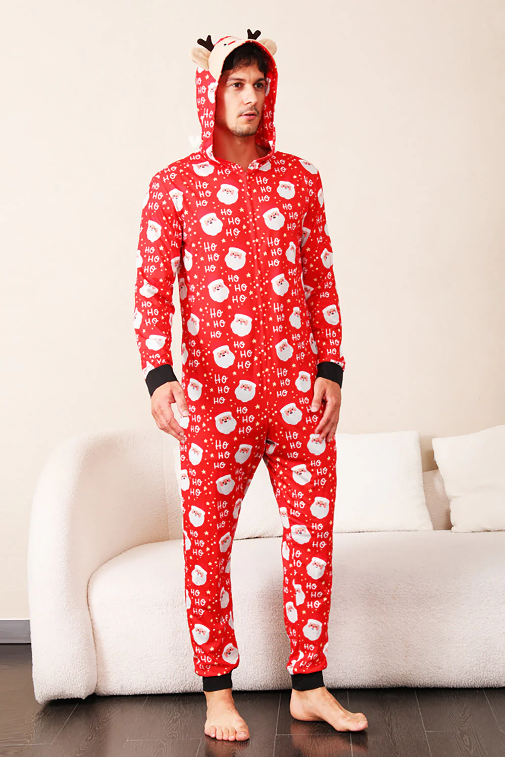 Rodzinna Czerwona Świąteczna Piżama Z Nadrukiem Claus - Image 5