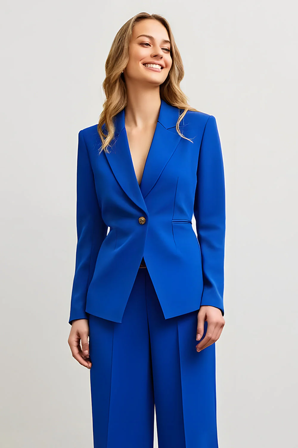 Royal Blue 2-częściowe garnitury robocze Slim Fit z jednym guzikiem - Image 3