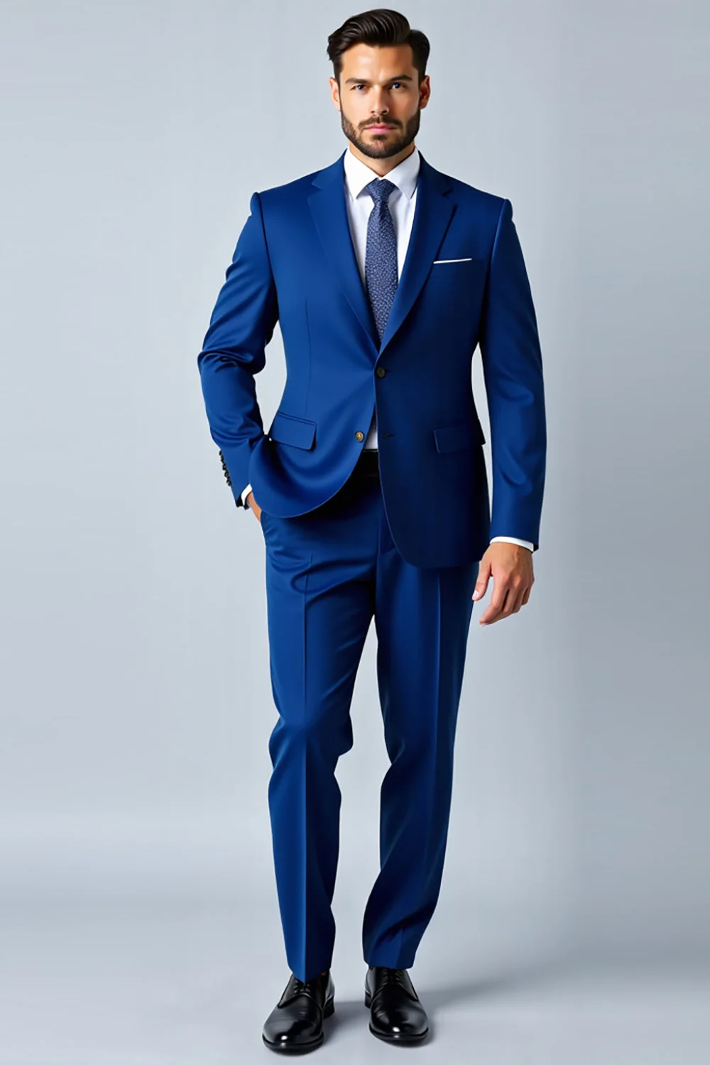 Royal Blue Szal Klapa Slim Fit 2-częściowy garnitur męski - Image 3