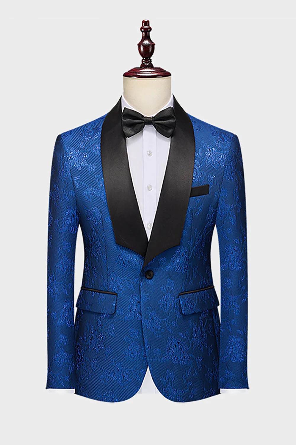 Royal Blue Szal Klapa Żakardowa 2 Sztuki Męskie Garnitury - Image 3